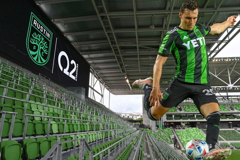 Q2 Stadium will be filled to the brim with fans to watch Austin FC and players like Jared Stroud (r.) in the team's inaugural home game.