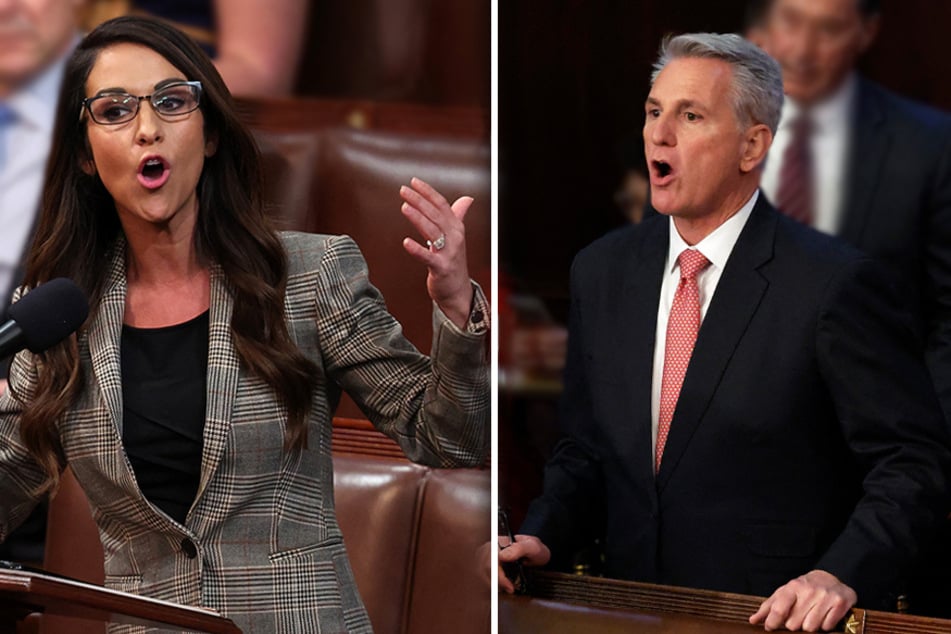 Lauren Boebert (l) insists she'll never vote for Kevin McCarthy as House speaker.