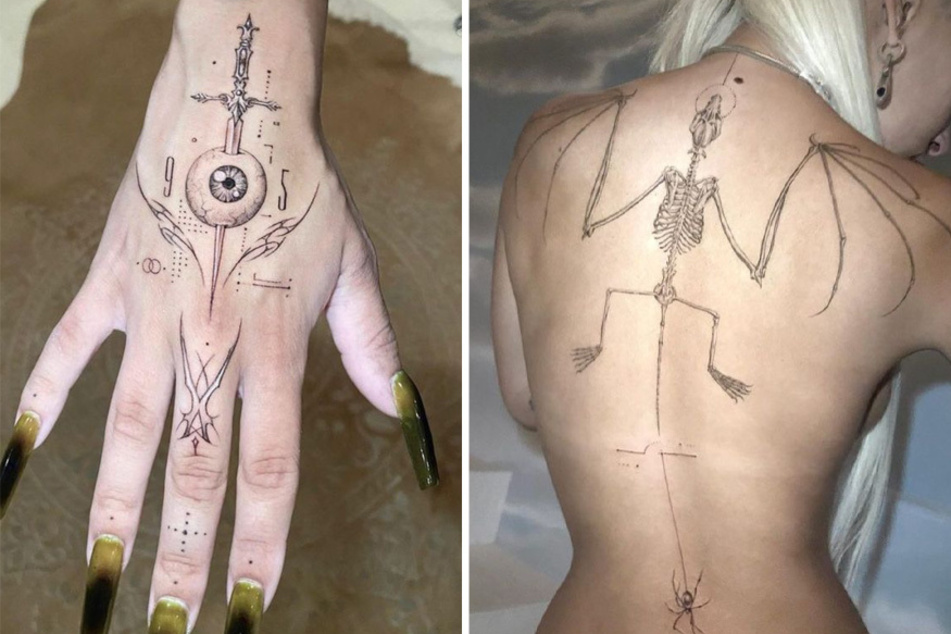 Doja Cat shows off her latest tattoos by MR.K on Instagram.