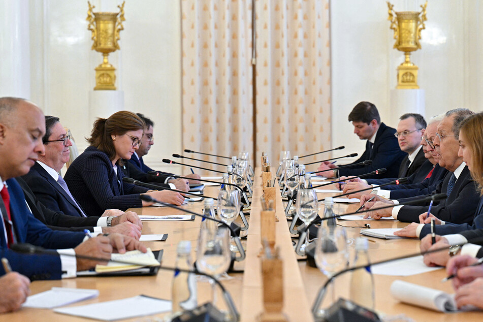 Russian Foreign Minister Sergei Lavrov meets with Cuba's Foreign Minister Bruno Rodriguez in Moscow on Wednesday.
