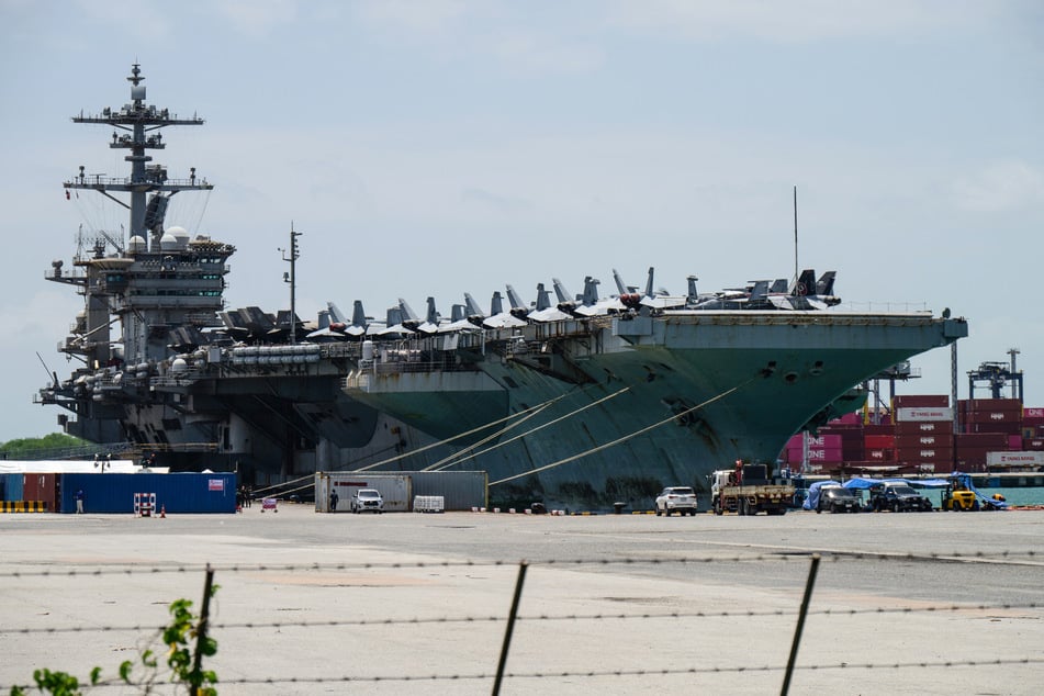 The USS Abraham Lincoln sits docked at Laem Chabang Port, near Pattaya City in Thailand, on September 3.