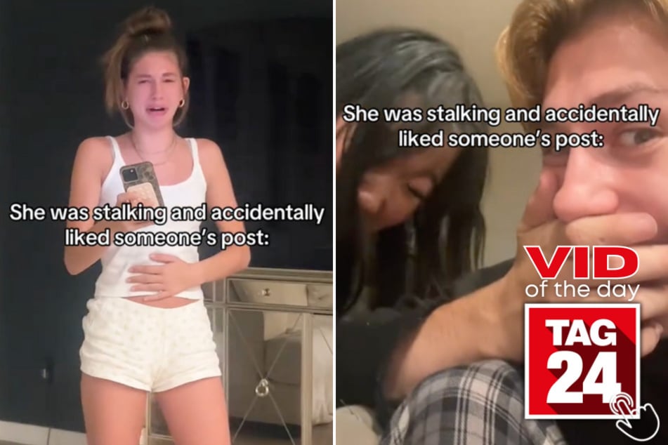 Today's Viral Video of the Day features a girl who accidentally liked someone's post on Instagram while she was stalking their page!