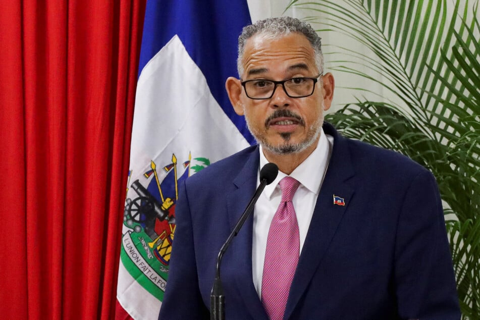 Haiti's Prime Minister Alix Didier Fils Aime speaks during a ceremony in Port-au-Prince on February 7, 2026.
