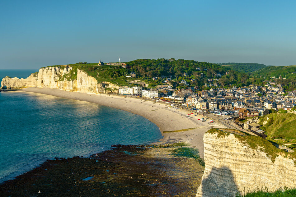 Étretat in Normandy, France, is currently overrun with fans of the Netflix series Lupin (stock image).