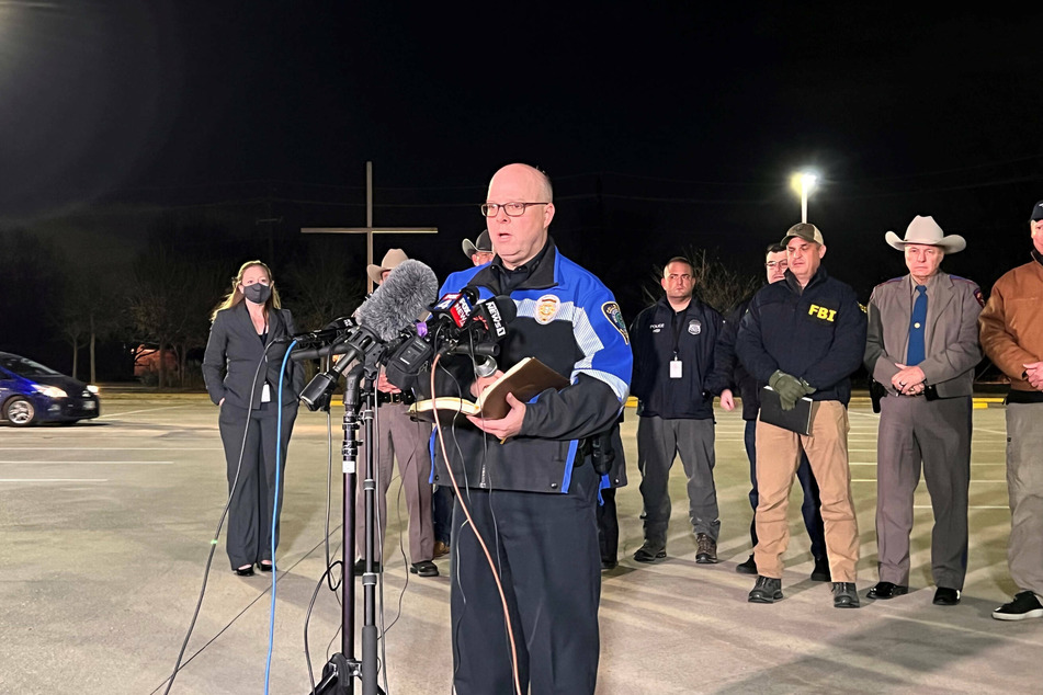 Colleyville Police Chief Michael Miller speaks about the hostage rescue at a press briefing.
