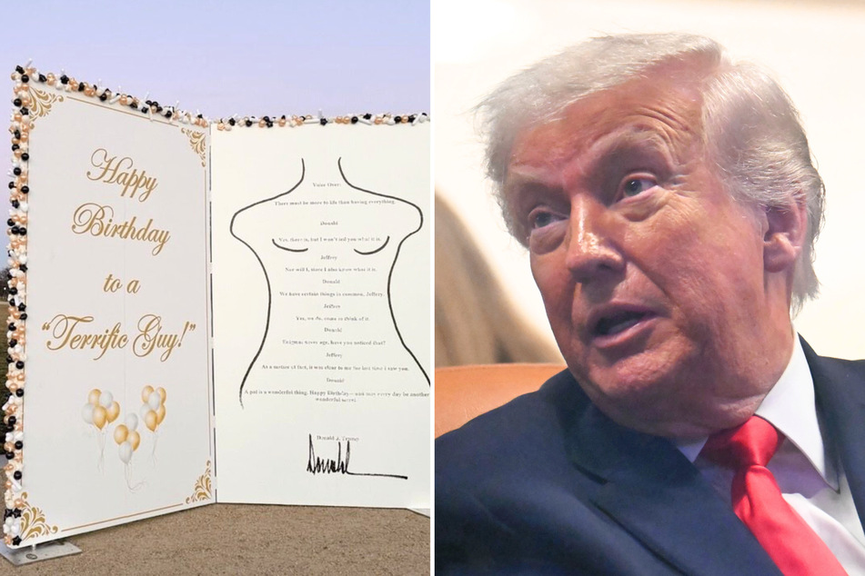 Over the weekend, an activist group erected a 10-foot-tall birthday card featuring a birthday letter Donald Trump allegedly wrote for Jeffrey Epstein.