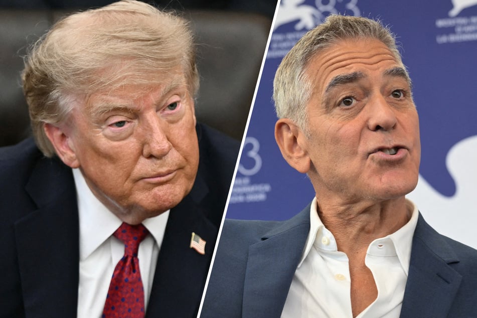 George Clooney (r) took aim at the Trump administration as he lamented that the US government is being run by the "least qualified people."
