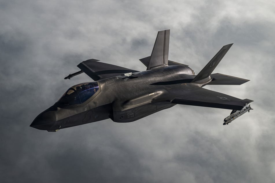 A US Air Force F-35A Lightning II aircraft flies in the US Central Command area of responsibility August 22, 2026.