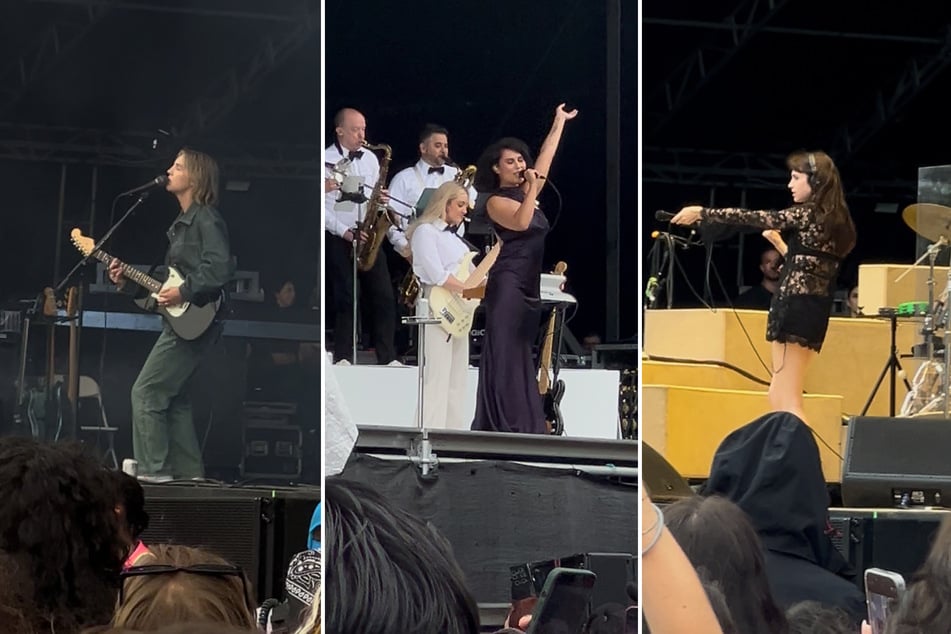 (From l. to r.) The Japanese House, Raye, and Clairo were among the buzziest performers on the final day of Gov Ball 2025.