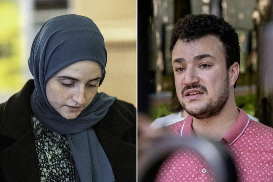 Dr. Noor Abdalla (l.), wife of detained Palestinian activist Mahmoud Khalil, said her husband was denied a temporary release to witness the birth of their first child.