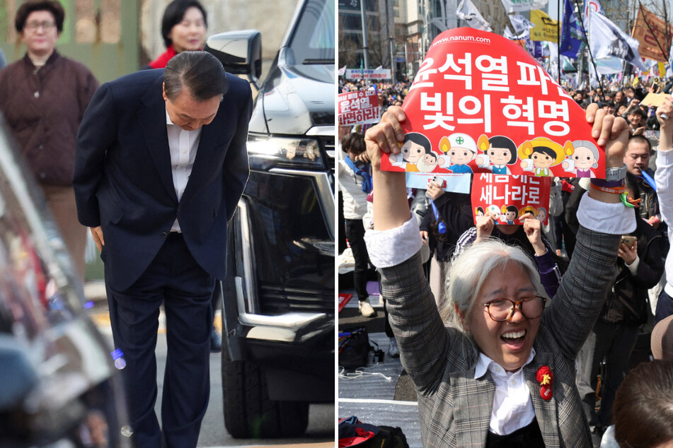 Ex-South Korean president Yoon Suk Yeol (l.) had his impeachment upheld by the country's constitutional court on Friday.