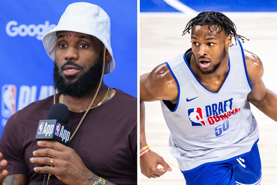Bronny James (r.) may not be the top prospect for NBA scouts, but to his father LeBron, he's the only player who has captured his attention this Draft season.