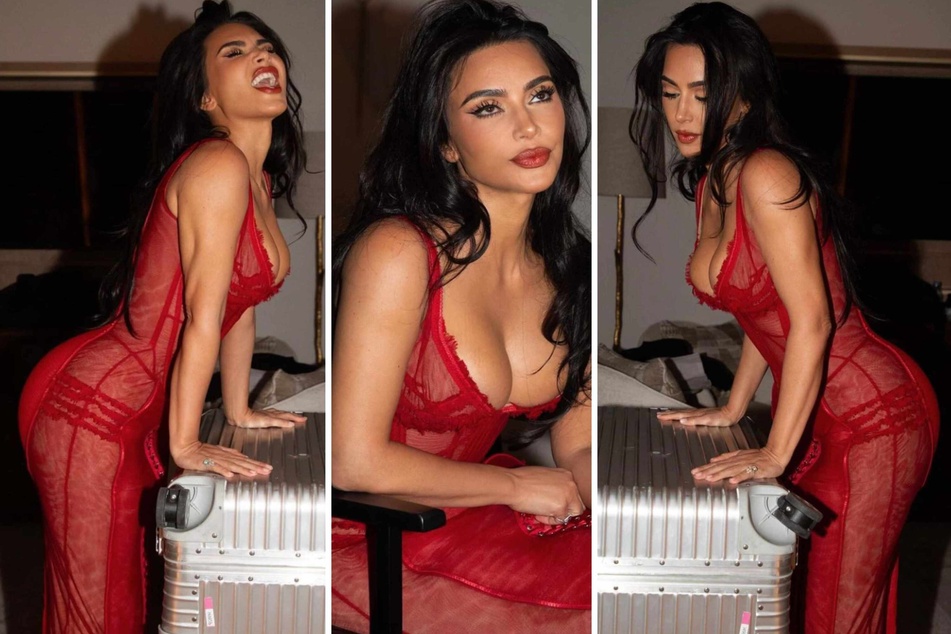 Kim Kardashian goes full Jessica Rabbit in uncharacteristic red streak