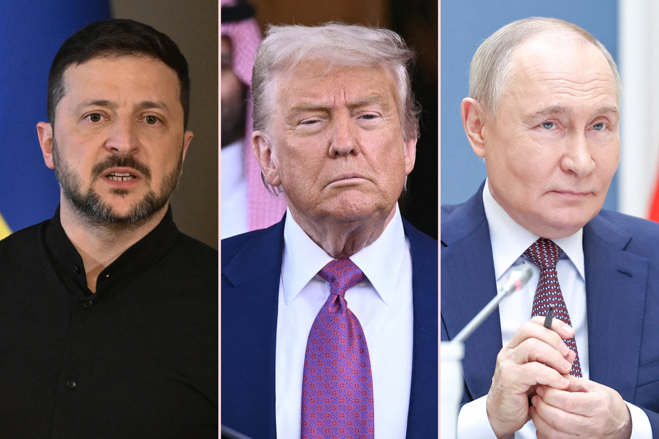 Volodymyr Zelensky (l.) urged Donald Trump (c.) to help secure a meeting with Vladimir Putin, accusing the Russian leader of not seriously wanting to negotiate an end to the war.
