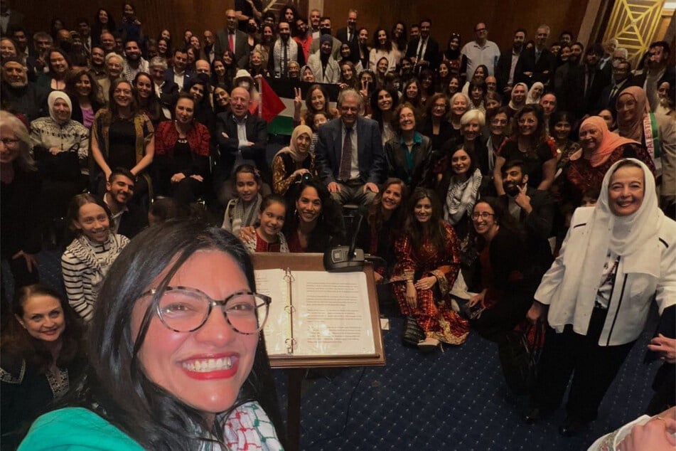 Congresswoman Rashida Tlaib hosts the Nakba 75 & the Palestinian People event on Capitol Hill on May 10, 2023.