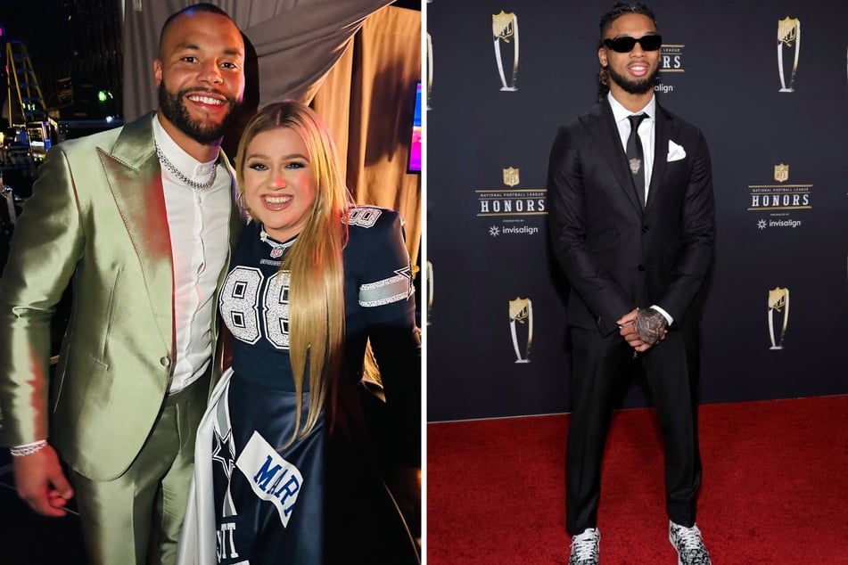 Kelly Clarkson (c) became the first woman ever to host the NFL Honors, which recognizes the MVPs of the NFL season.