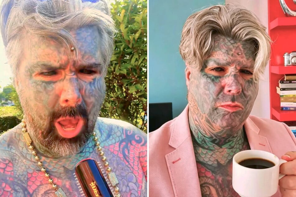 King of Ink Land King Body Art the Extreme Ink-Ite went briefly blind in his tattooed eyes.
