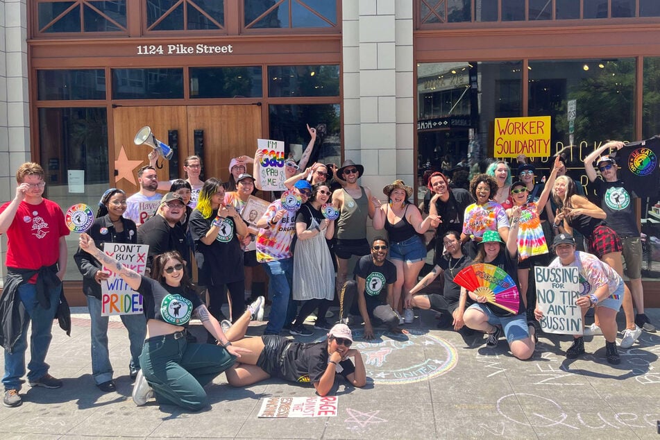 Starbucks workers in Seattle go on strike after reports that many stores were removing Pride decorations.