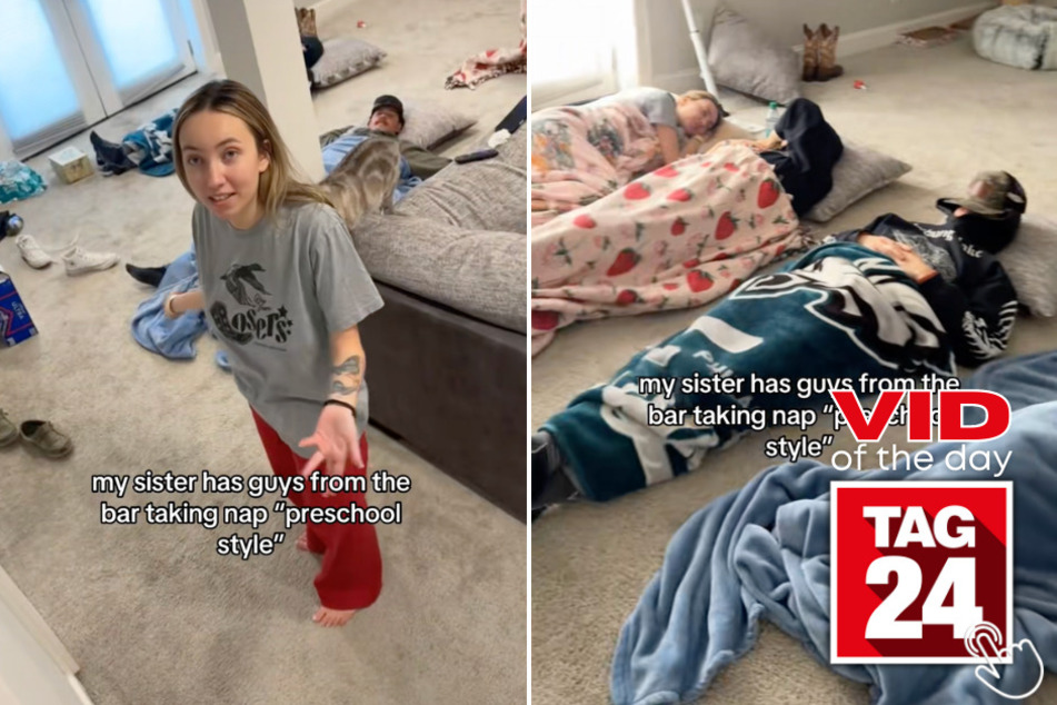 This woman convinced random guys from the bar to take a preschool nap on her basement floor – complete with lullabies and a tuck-in.
