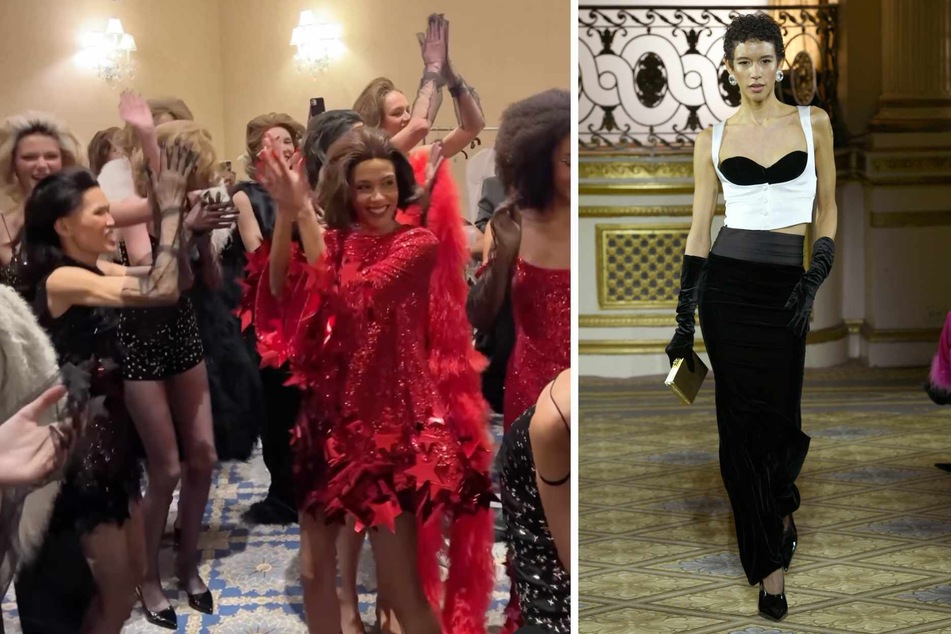 Color pops were big at the New York Fashion Week runway shows for Christian Cowan (l.) and Retrofête.