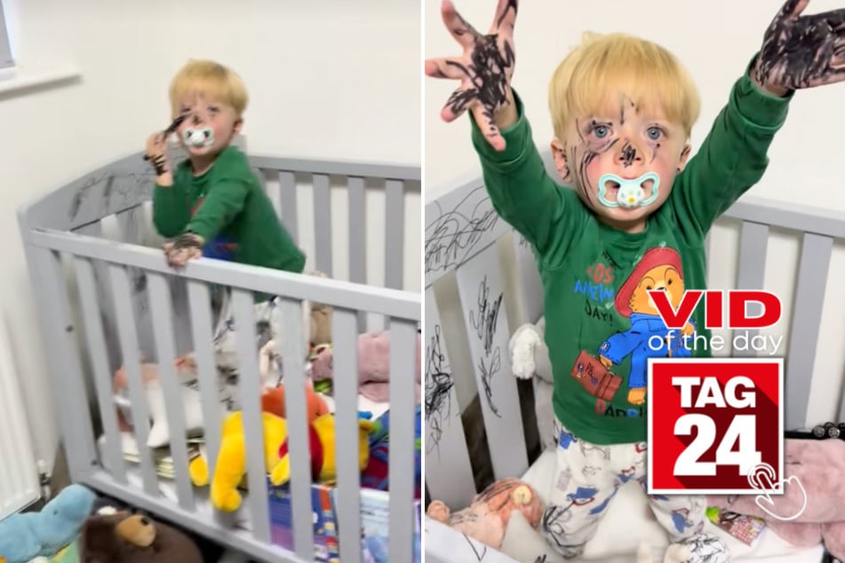 Viral Video of the Day for August 2, 2025: Toddler covers himself with permanent marker in bedtime disaster!