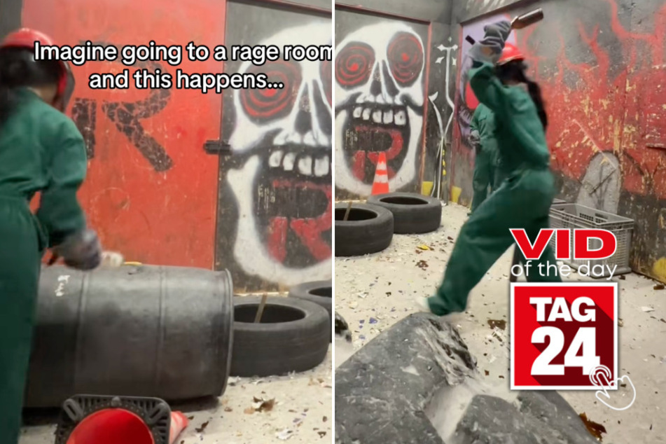 Viral Video of the Day for February 20, 2026: Girls try to break glass bottle at rage room – but it won't shatter