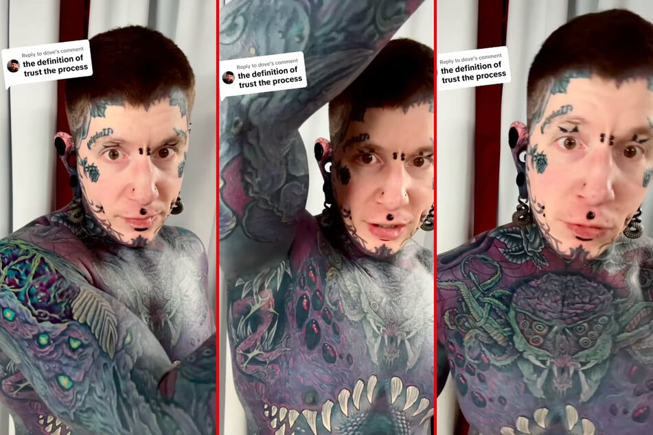 Remy believes that patience is the key to tattooing over black.