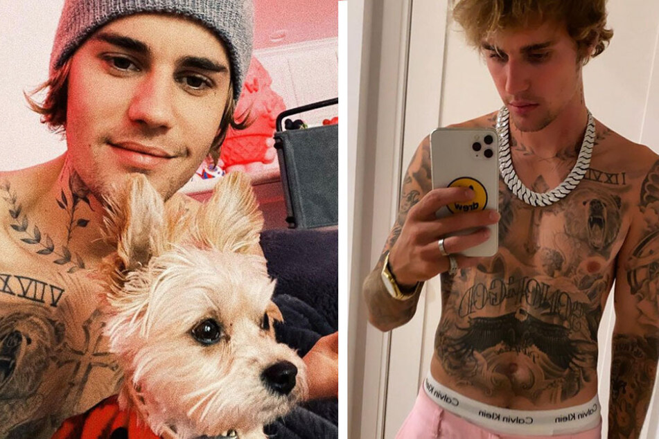 Justin Bieber shows off his latest tattoo and gets called out by his mom