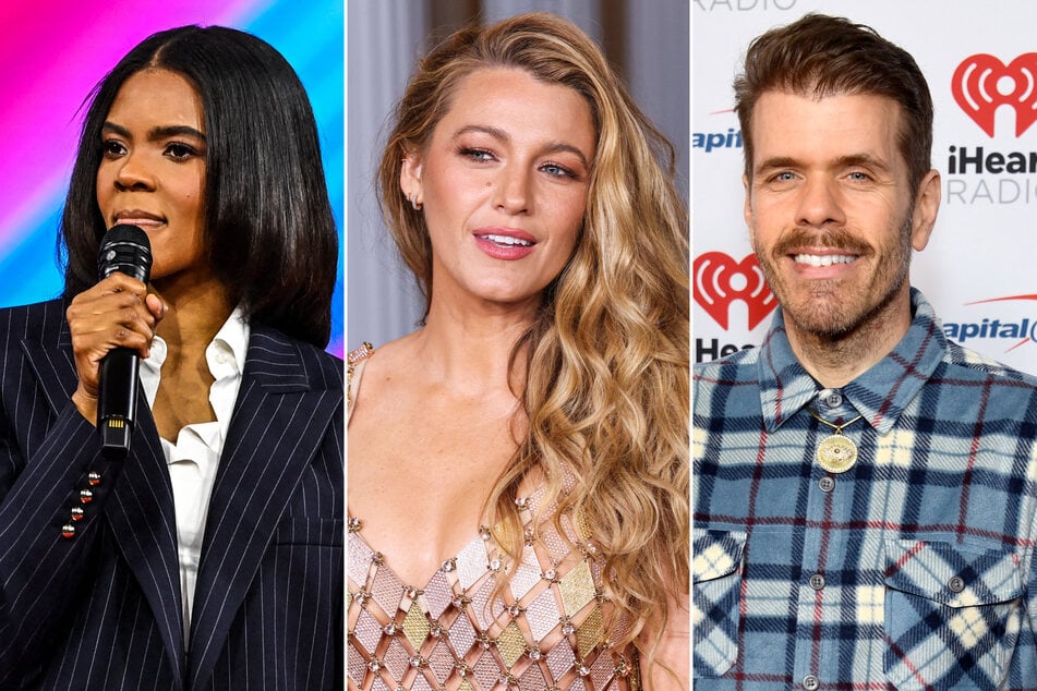 Blake Lively's (c.) legal team has reportedly subpoenaed a number of online commentators, including Candace Owens (l.) and Perez Hilton.