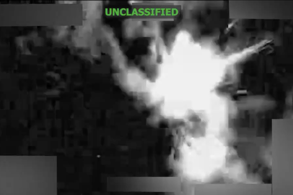 A screenshot from a video shared to X by US Southern Command on June 18, 2026, shows a boat in the Eastern Pacific engulfed by a large explosion after it is struck by American forces.