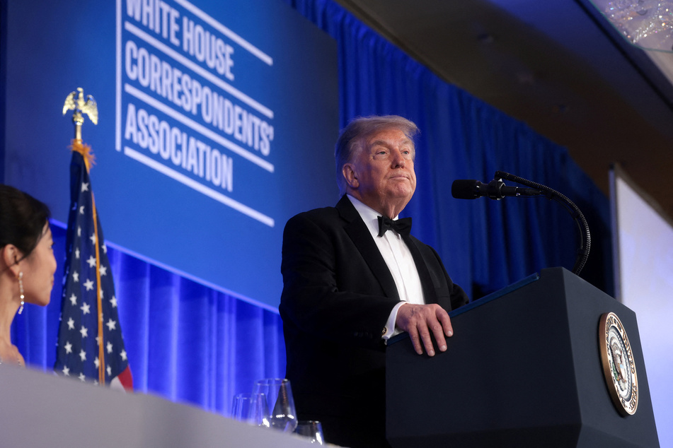 President Donald Trump delivers remarks at the White House Correspondents' Association Dinner at the Waldorf Astoria hotel in Washington DC on July 24, 2026.