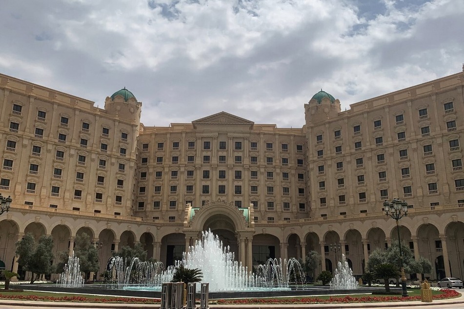 The Ritz-Carlton hotel in Riyadh is pictured where talks are underway with US mediation to try to reach a ceasefire in the Russia-Ukraine war.