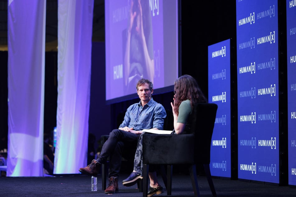 Thomas Wolf (L), Co-founder and CSO, Hugging Face, and Rachel Metz (R) speak onstage during HumanX AI Conference 2025 on March 11, 2025.