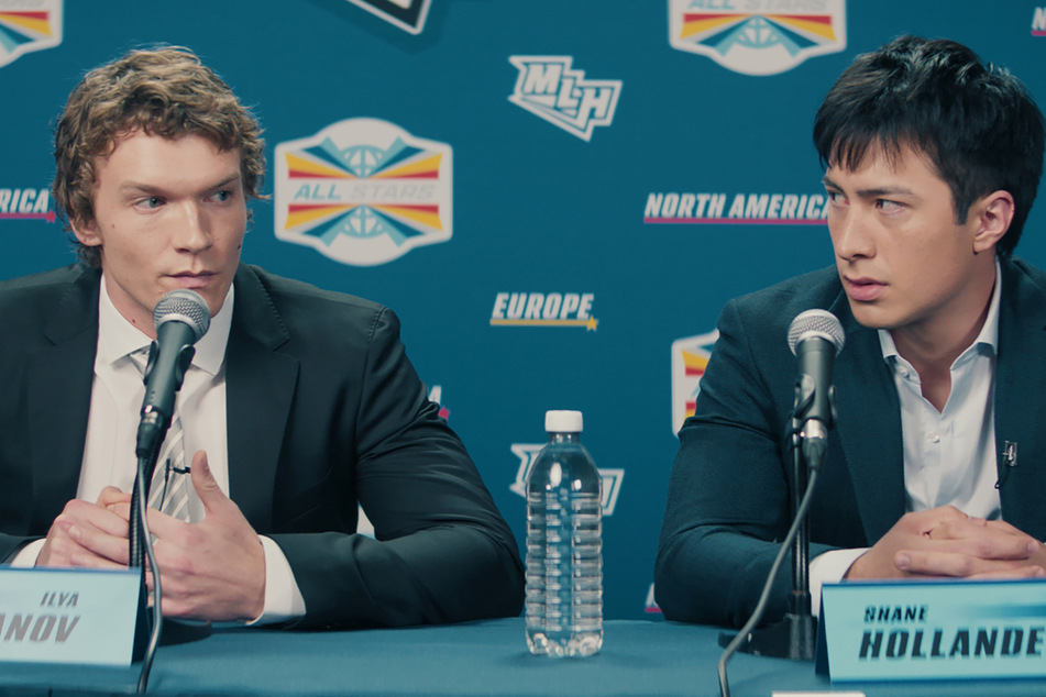 In Heated Rivalry, Connor Storrie (l.) and Hudson Williams star as two hockey rivals involved in a secret romance.
