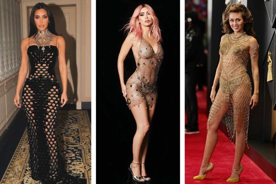 Fashion alert: Megan Fox, Miley Cyrus, and Kim Kardashian show off chainmail and mesh mania