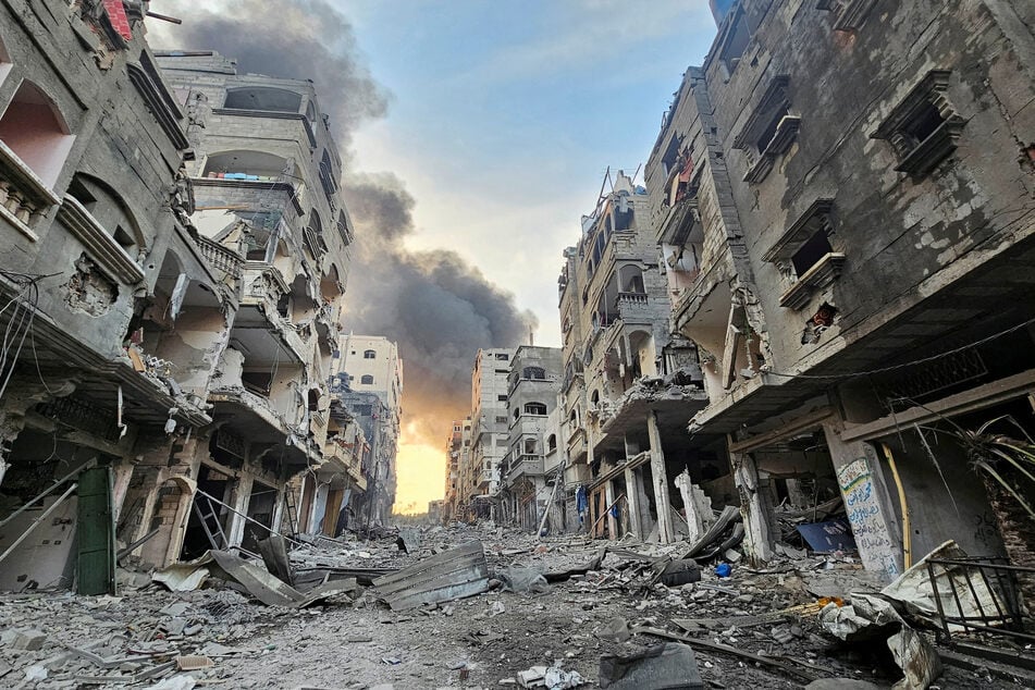 Houses and buildings are destroyed in Israeli airstrikes, in Jabalia in the northern Gaza Strip, on October 11, 2023.