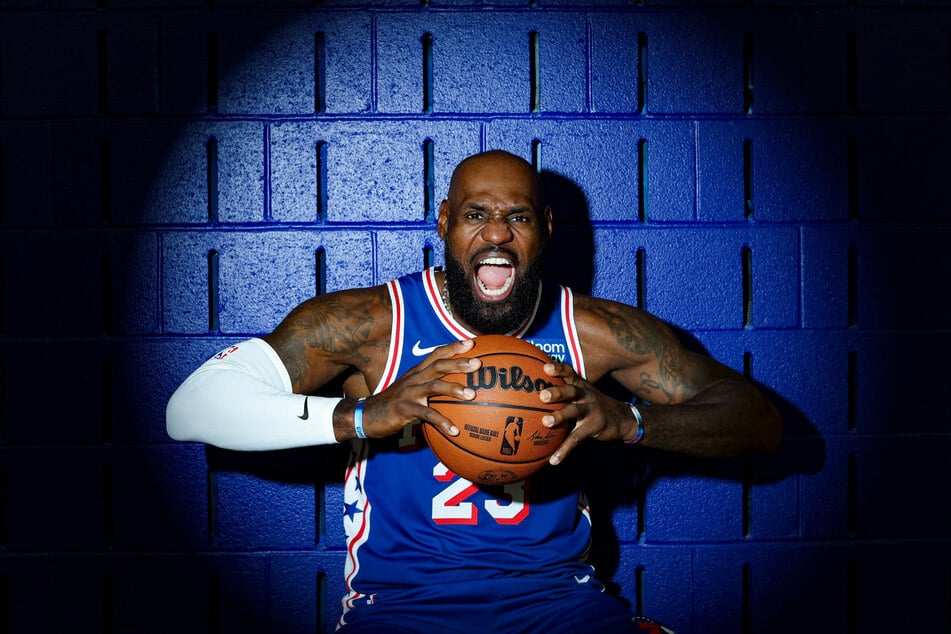 LeBron James #23 of the Philadelphia 76ers poses for a portrait during media day on September 28.