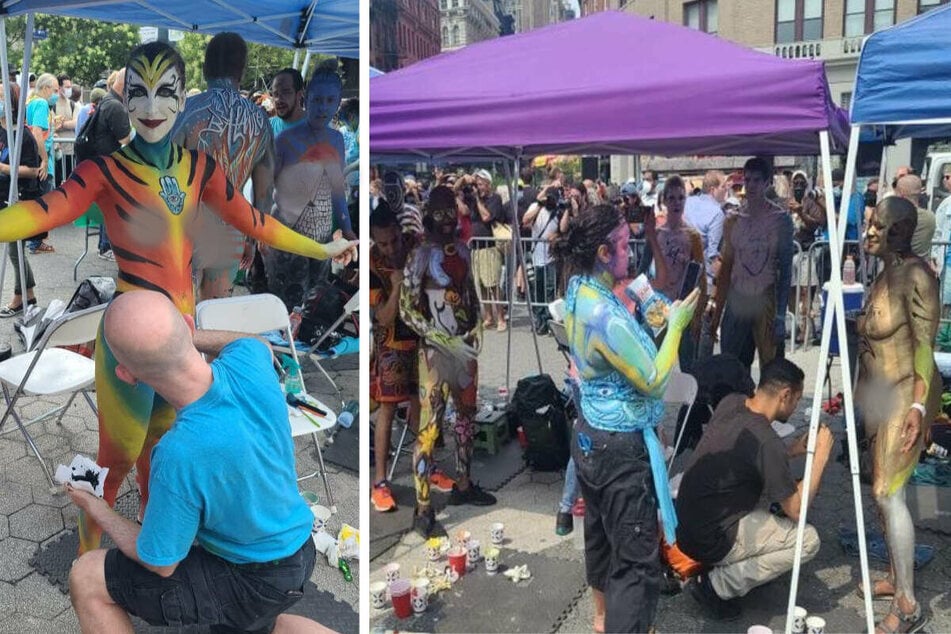 Artists painted their muses for four hours in Union Square on July 25.