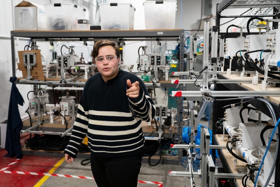 Noah McQueen, co-founder and head of research of Heirloom Carbon, gives a tour inside the laboratory at the company’s headquarters.