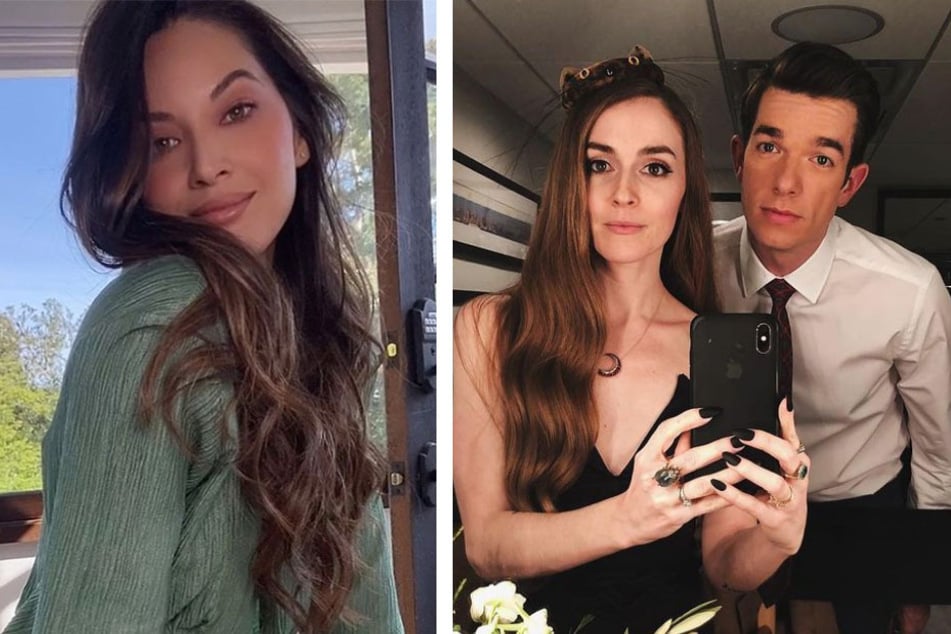 Olivia Munn (l.) said she was once "obsessed" with hanging out with John Mulaney (r.).