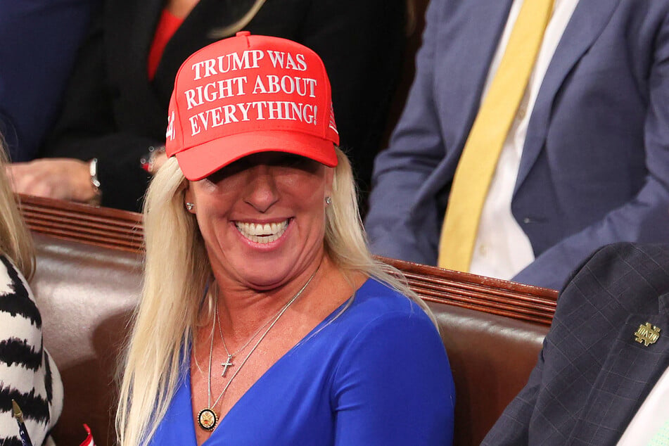 Marjorie Taylor Greene attends President Donald Trump's address to a joint session of Congress at the US Capitol on March 4, 2025, in Washington DC.