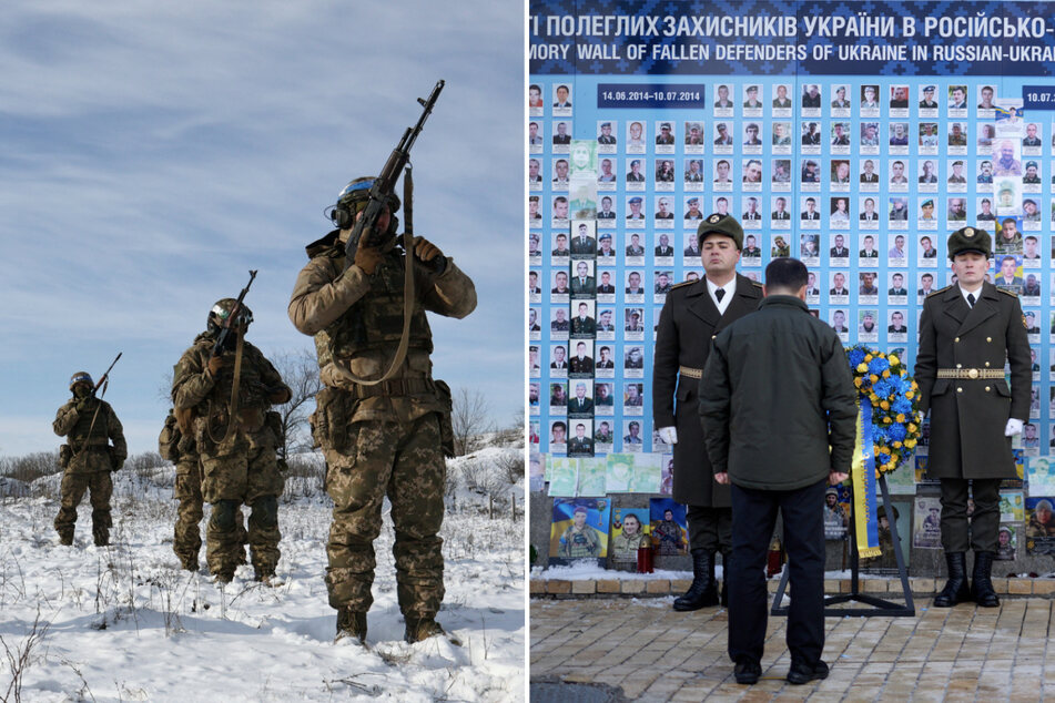 Ukraine's President Volodymyr Zelensky (r.) revealed the latest official number for Ukrainian casualties in the war with Russia.