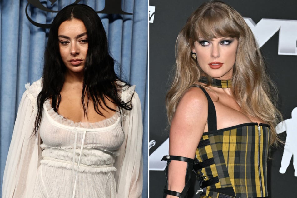 Charli xcx (l.) threw subtle shade just one day after Taylor Swift's (r.) Eras Tour docuseries announcement.