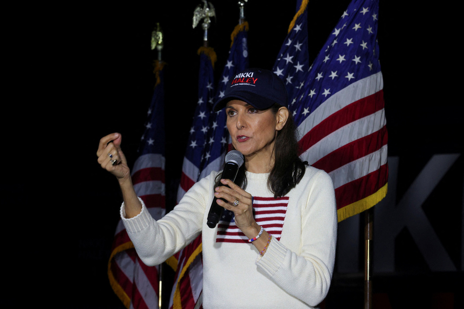 Republican presidential candidate and former South Carolina Governor Nikki Haley speaks during a campaign stop in Mount Pleasant ahead of the state's Republican presidential primary election.