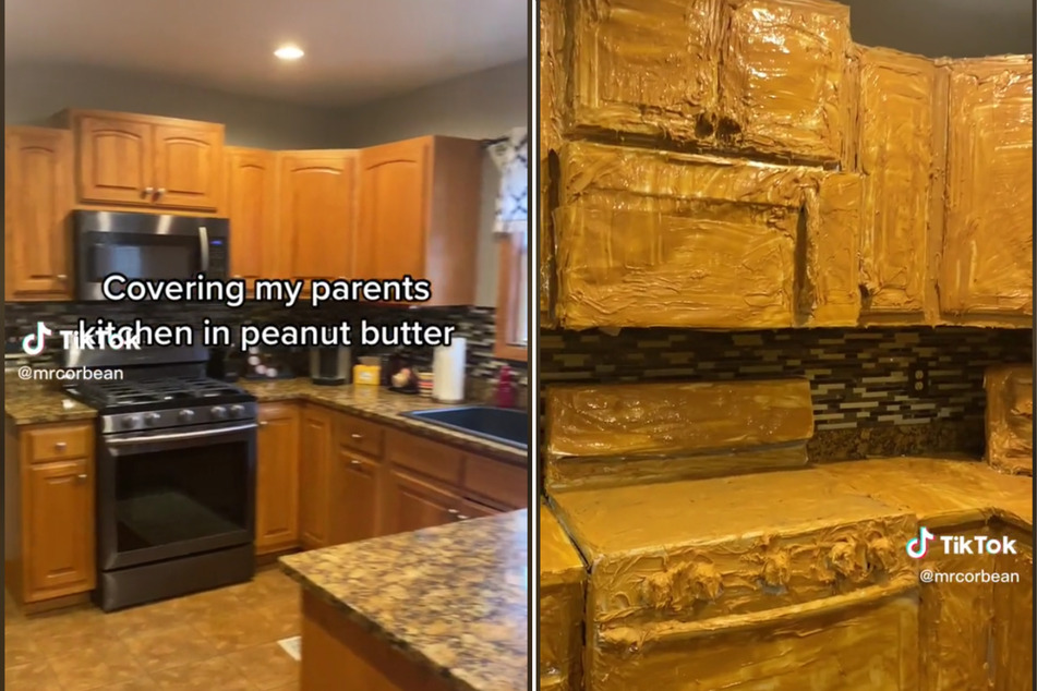 TikToker's prank goes viral after covering his parents' kitchen in peanut butter