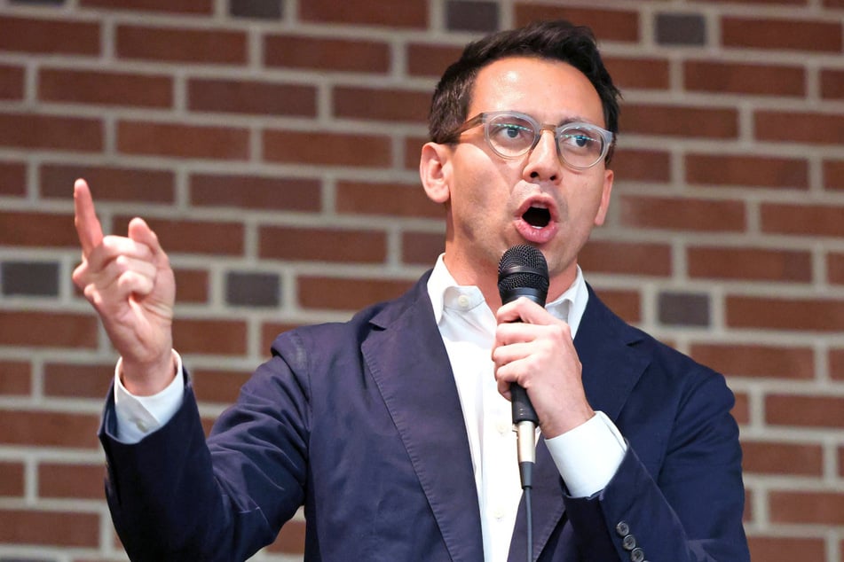 James Fishback delivers remarks at the University of Central Florida in Orlando, Florida, during a campaign rally on April 23. Fishback recently teased a possible run for president in 2028.