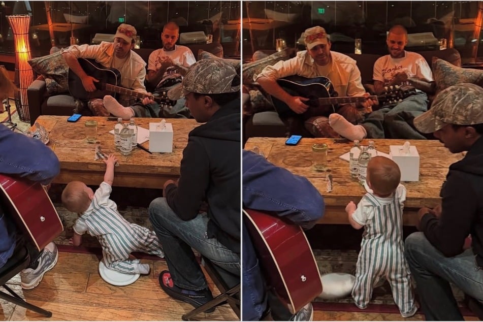 Justin Bieber teases new music in studio session with baby Jack Blues!