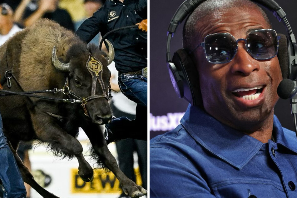 Colorado head coach Deion Sanders is hilariously terrified of the Buffaloes mascot!