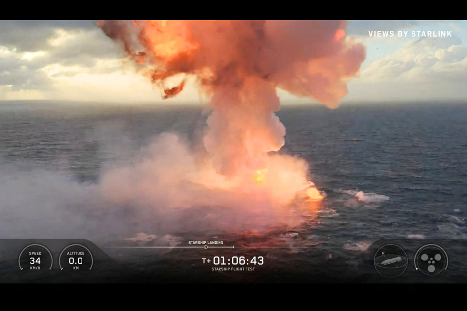 SpaceX's Starship 39 rocket lands in the Indian Ocean after it launched from Starbase during the 12th test flight on Friday.
