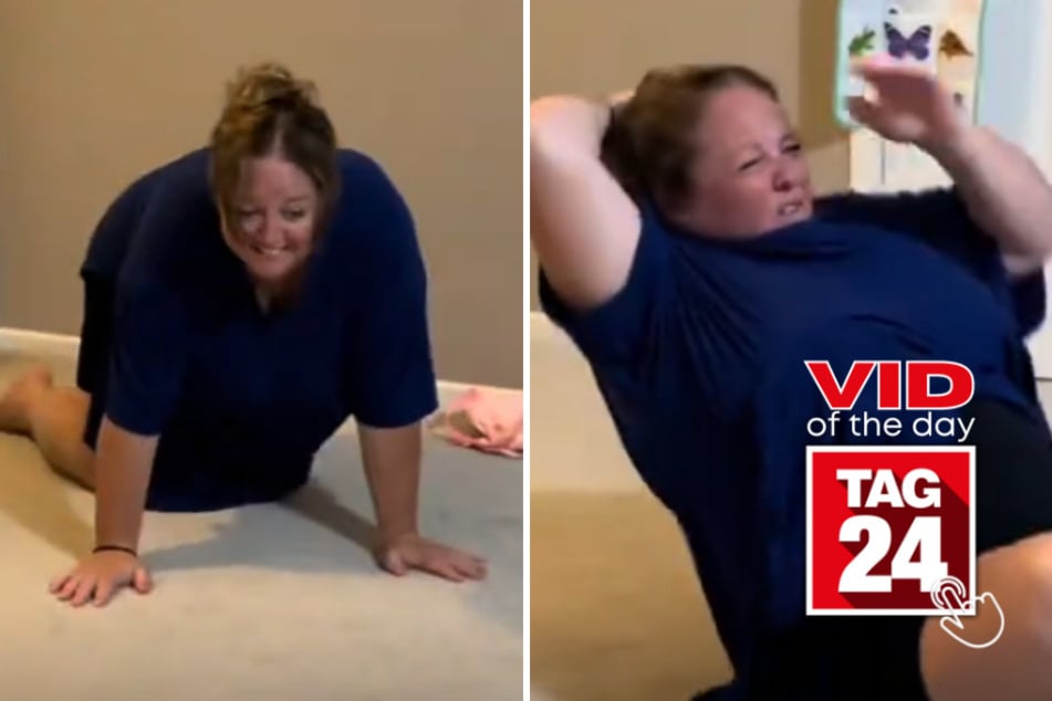 Viral Video of the Day for October 3, 2026: Mom's somersault goes hilariously wrong as claw clip snaps in her hair